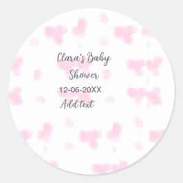 Roze schattige bloem baby shower waterverf moderne ronde sticker