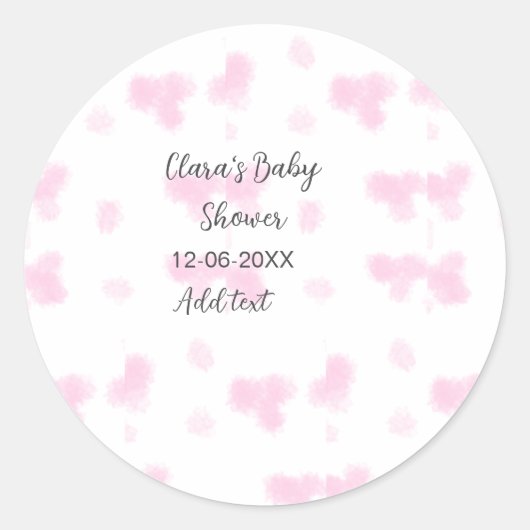Roze schattige bloem baby shower waterverf moderne ronde sticker (Voorkant)
