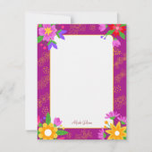 Roze schattige bloem gepersonaliseerde Flat Note K Notitiekaartje (Voorkant)