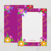 Roze schattige bloem gepersonaliseerde Flat Note K Notitiekaartje (Voorkant / Achterkant)