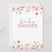 Roze schattige bloemen baby shower uitnodigingen m (Achterkant)