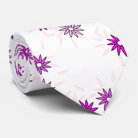 ROZE SCHATTIGE BLOEMEN STROPDAS (Opgerold)