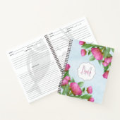 Roze Schattige Bloemmonogram Custom Notitieboek (Binnen)