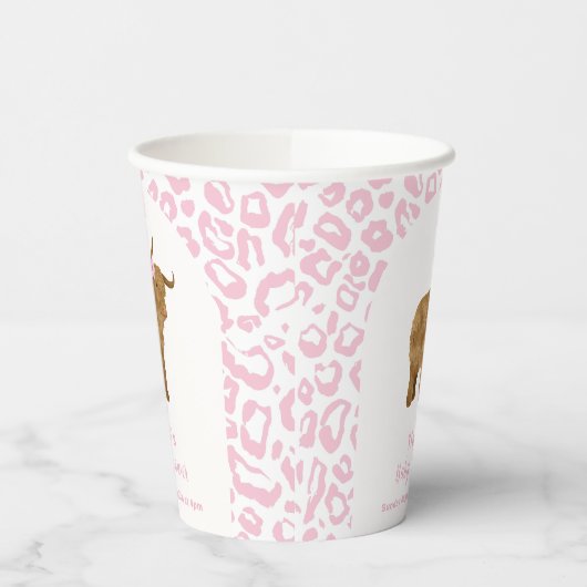 Roze Schattige Boho Holy Koe Bloemen Meisje Baby s Papieren Bekers (Links)