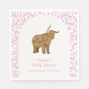 Roze Schattige Boho Holy Koe Bloemen Meisje Baby s Servet