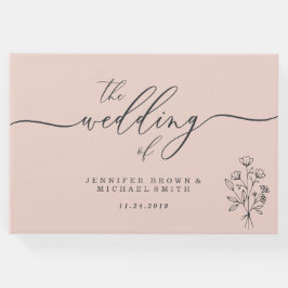 Roze Schattige Botanisch Bloemen Boeket Gastenboek