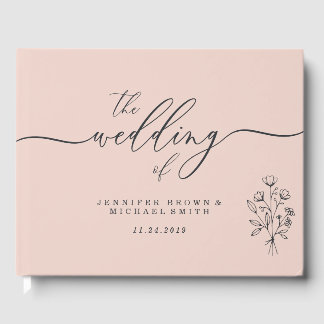 Roze Schattige Botanisch Bloemen Boeket Gastenboek