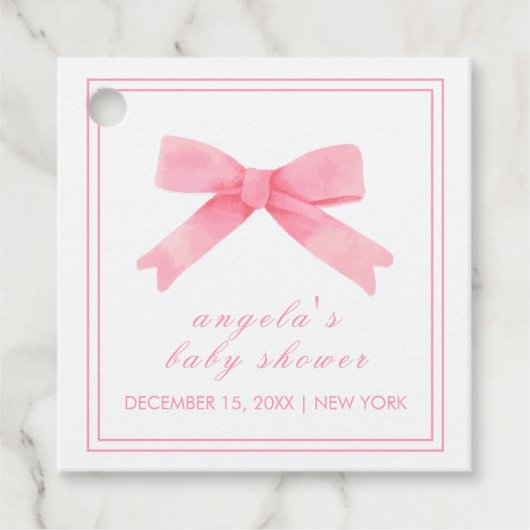 Roze Schattige Bow Girl Baby shower Bedankjes Labels (Voorkant)