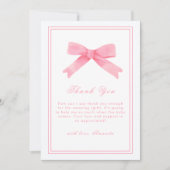 Roze Schattige Bow Girl Baby shower Bedankkaart (Voorkant)