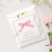 Roze Schattige Bow Girl Baby shower Bedankzakje (Gezegeld)