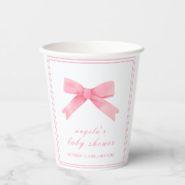 Roze Schattige Bow Girl Baby shower Papieren Bekers