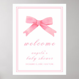 Roze Schattige Bow Girl Baby shower Welkom Poster