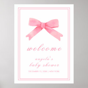 Roze Schattige Bow Girl Baby shower Welkom Poster