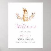 Roze Schattige Bunny Wildflower Welkom Baby shower Poster (Voorkant)