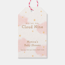 Roze Schattige Cloud Nine Meisje Baby shower Cadeaulabel
