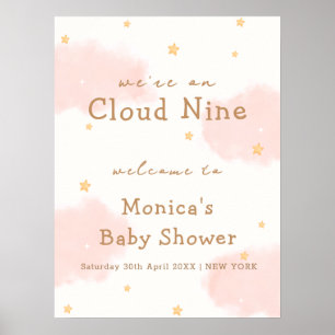 Roze Schattige Cloud Nine Meisje Baby shower Welko Poster