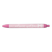 Roze Schattige Coquette Bow Monogram Zwarte Inkt Pen (Voorkant)