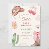 Roze schattige cowboy boog baby shower kaart (Voorkant)