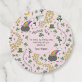 Roze, Schattige & Curvy St. Patrick's Day Bedankt Bedankjes Labels (Voorkant)
