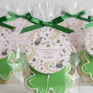 Roze, Schattige & Curvy St. Patrick's Day Bedankt Ronde Sticker