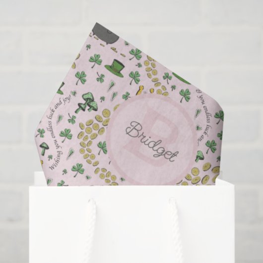 Roze, Schattige & Curvy St. Patrick's Day Tissue P Tissuepapier (Cadeauzakje)