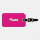 Roze schattige dachshomp bagagelabel (Voorkant horizontaal)