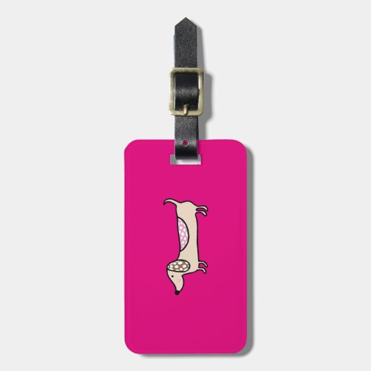 Roze schattige dachshomp bagagelabel (Voorkant verticaal)