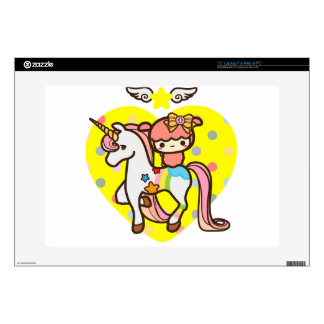 Roze schattige eenhoorn en kawaï decal voor laptop 