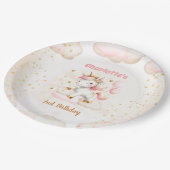 Roze Schattige Eenhoorn Meisje Birthday Papieren Bordje (Gekanteld)