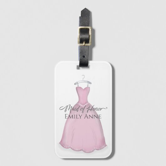 Roze Schattige Eenvoudig Maid Van Eer Bruidsmeisje Bagagelabel (Voorkant (verticaal))