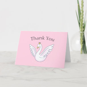 Roze Schattige Eenvoudig Sweet Princess Swan Baby Bedankkaart