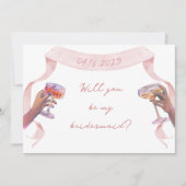 Roze Schattige Elegant Custom Bruidsmeisje Voorste Notitiekaartje (Voorkant)