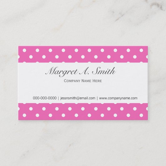 Roze, schattige, girale, mode- en trendy polka-sti visitekaartje (Voorkant)