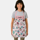 Roze Schattige Hand getrokken cupcake patroon Voeg Schort (Insitu)