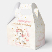 Roze Schattige Happy Unicorn Meisje Verjaardagsmed Bedankdoosjes (Achterkant)