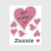 Roze Schattige Happy Valentijnsdag Hart Stickers (Vel)