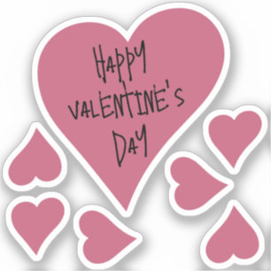 Roze Schattige Happy Valentijnsdag Hart Stickers