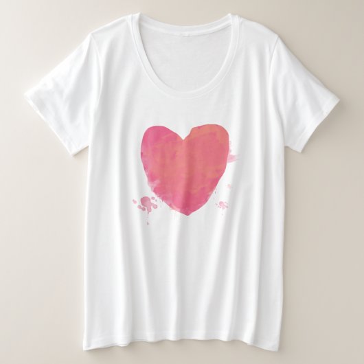 Roze Schattige Hart Grote Maat T-shirt (Design voorkant)
