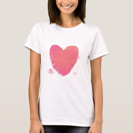 Roze Schattige Hart T-shirt (Voorkant)