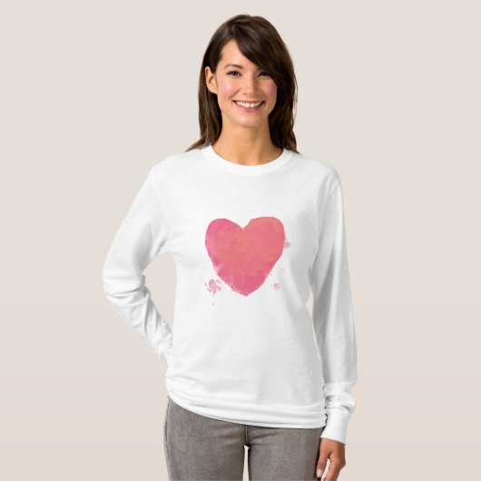 Roze Schattige Hart T-shirt (Voorkant volledig)