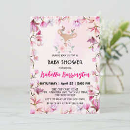Roze Schattige hert fawn zoet bloem baby shower ki Kaart