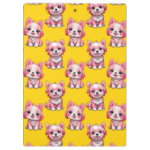 Roze Schattige Honden - Geel  Klembord (Achterkant)
