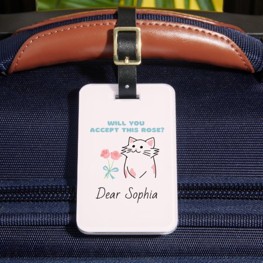 Roze Schattige Kat&Roos Bagage Label (Voorkant Insitu 2)