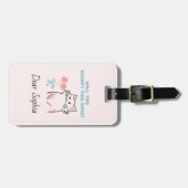 Roze Schattige Kat&Roos Bagage Label (Voorkant horizontaal)