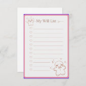 Roze Schattige Kerstverlanglijstje A4 Document Bedankkaart (Voorkant / Achterkant)