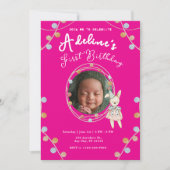 Roze schattige kinderverjaardag kaart (Voorkant)