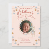 Roze schattige kinderverjaardag kaart (Voorkant)