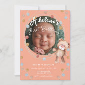 Roze schattige kinderverjaardag kaart (Voorkant)