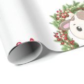 Roze Schattige Koe Kerstkrans gepersonaliseerde na Cadeaupapier (Rol Hoek)