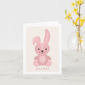 Roze schattige konijnenpop kaart (Gele Bloem)